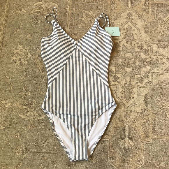 NWT CUPSHE Gray Stripe Monokini - Picture 3 of 10